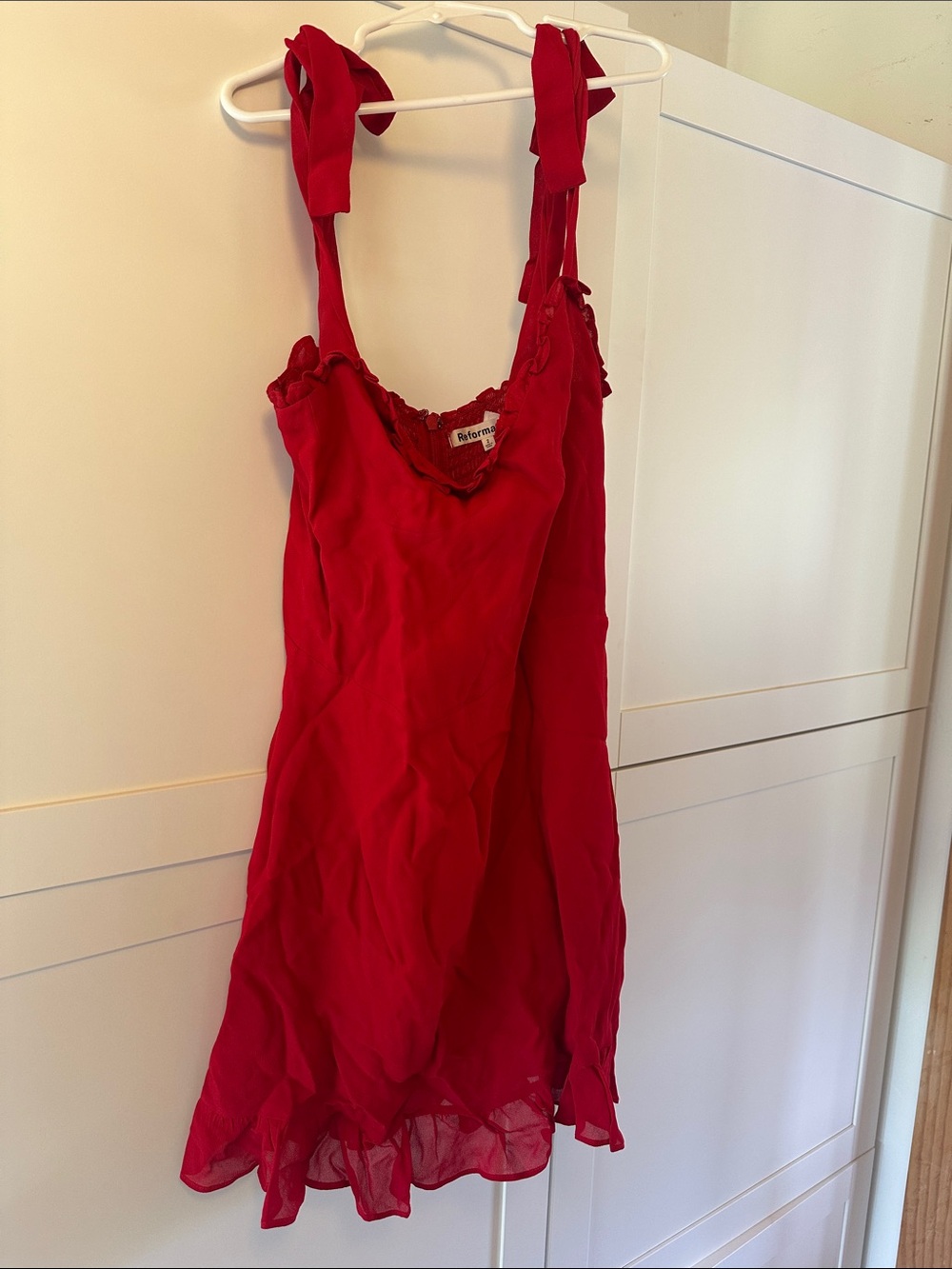Reformation Red Ruffle Hem Mini Dress Size 2